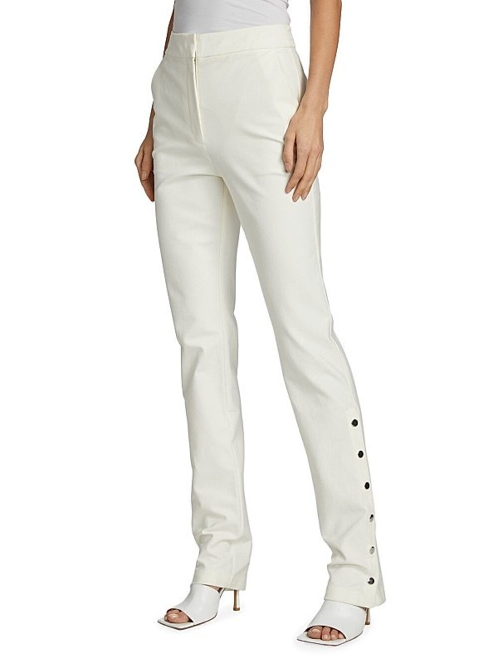Derek Lam 10 Crosby Tesse Flared Pants High Waisted Snap Leg Minimalist Office 0
